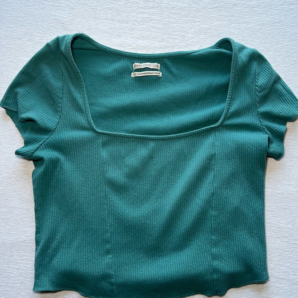 Urban Outfitters Teal Ribbed Crop Top